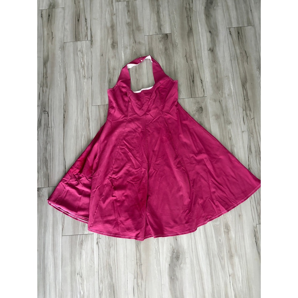 Fashion Nova Magenta Pink Halter Skater Dress Fit and Flare Mini